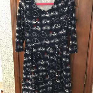 Blue knit bike print dress